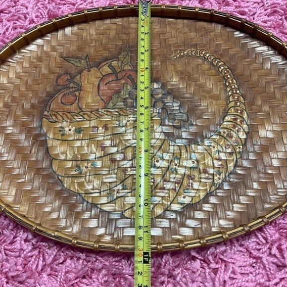 Woven Oval Basket Tray Wall Hanging Cornacopia Cotge Granny Decor Large - Picture 3 of 7